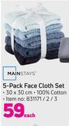 Game Mainstays 5 pack face cloth set-each offer