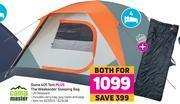 Game Campmaster dome 405 tent plus the weekender sleeping bag offer