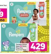 Game Pampers active baby or pants mega box assorted sizes-each offer