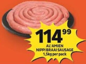 Shoprite AL'AMIEN NIPPI BRAAI SAUSAGE 1,5kg per pack offer