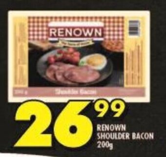Shoprite RENOWN SHOULDER BACON 200g offer
