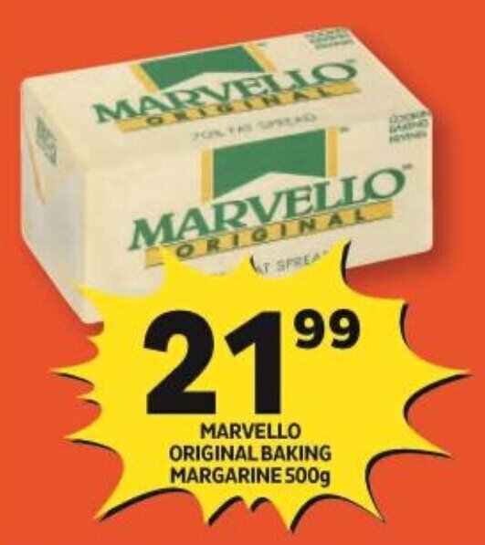 MARVELLO ORIGINAL BAKING MARGARINE 500g offer at Shoprite