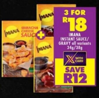 Shoprite IMANA INSTANT SAUCE/ GRAVY all variants 34g/38g offer