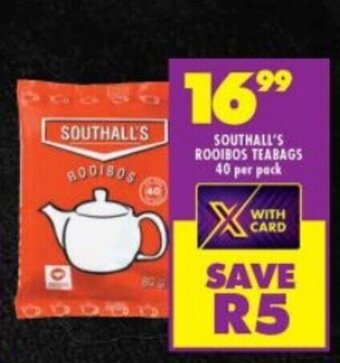 Shoprite SOUTHALL'S ROOIBOS TEABAGS 40 per pack offer