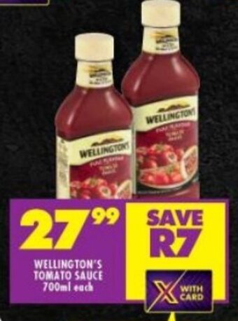 Shoprite WELLINGTON'S TOMATO SAUCE 700ml each offer