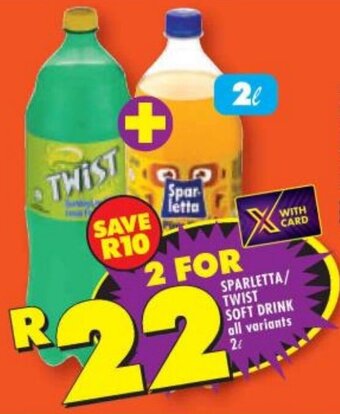 Shoprite SPARLETTA/ TWIST SOFT DRINK all variants 2L offer