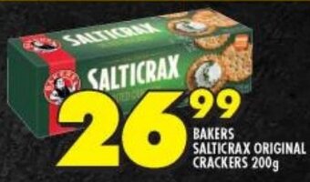 Shoprite BAKERS SALTICRAX ORIGINAL CRACKERS 200g offer