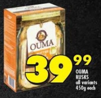 Shoprite OUMA RUSKS all variants 450g each offer