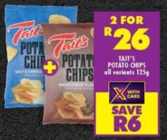 Shoprite Tait's Potato Chips all variants 125g offer