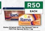Food Lover's Market Rama original 60% fat spread tub or 70% fat spread brick 1kg-each offer