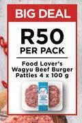 Food Lover's Market Food lover's wagyu beef burger patties-4 x 100g per pack offer