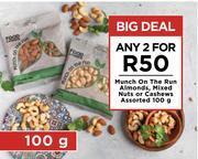 Food Lover's Market Munch on the run almonds, mixed nuts or cashews assorted-for 2 x 100g offer