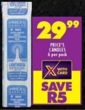 Shoprite PRICE'S CANDLES 6 per pack offer