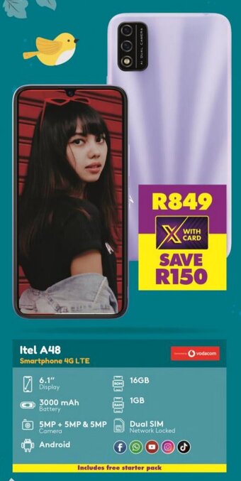 Shoprite Itel A48 Smartphone 4G LTE offer