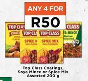 Top class coatings, soya mince or spice mix assorted-for 4 x 200g