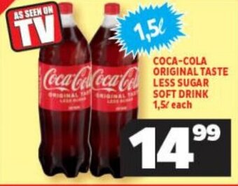 Usave COCA-COLA ORIGINAL TASTE LESS SUGAR SOFT DRINK 1.5L each offer