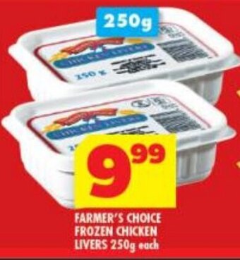 Usave FARMER'S CHOICE FROZEN CHICKEN LIVERS 250g each offer