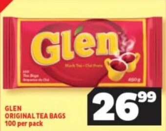 Usave GLEN ORIGINAL TEA BAGS 100 per pack offer