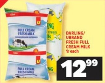 Usave DARLING/ UBRAND FRESH FULL CREAM MILK 1L each offer
