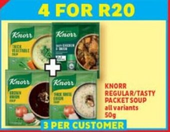 Usave KNORR REGULAR/TASTY PACKET SOUP all variants 50g offer