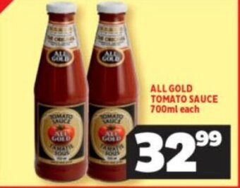 Usave ALL GOLD TOMATO SAUCE 700ml each offer