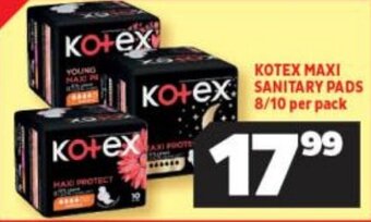 Usave KOTEX MAXI SANITARY PADS 8/10 per pack offer