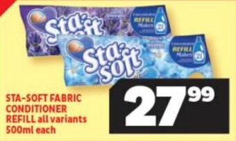 Usave STA-SOFT FABRIC CONDITIONER REFILL all variants 500ml each offer