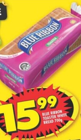 Shoprite BLUE RIBBON TOASTER WHITE BREAD 700g offer