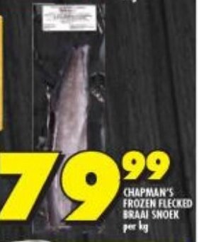 CHAPMAN'S FROZEN FLECKED BRAAI SNOEK per kg
