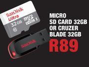 MRP Sandisk micro sd card 32gb or cruzer blade 32gb offer