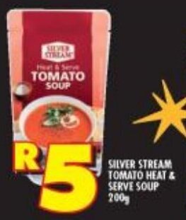 Shoprite SILVER STREAM TOMATO HEAT & SERVE SOUP 200g offer
