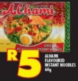 Shoprite ALHAMI FLAVOURED INSTANT NOODLES 60g offer