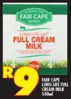 Shoprite FAIR CAPE LONG LIFE FULL CREAM MILK 500ml offer