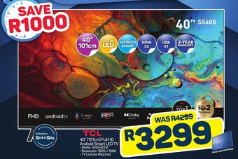 TCL 40" (101cm) Full HD Android Smart LED TV