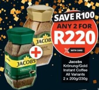 Checkers Jacobs Krönung/Gold Instant Coffee All Variants 2 x 200g/230g offer