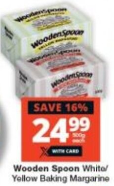 Checkers Wooden Spoon White/ Yellow Baking Margarine offer