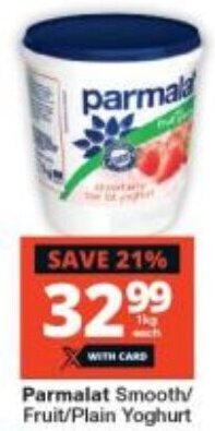 Checkers Parmalat Smooth/ Fruit/Plain Yoghurt offer