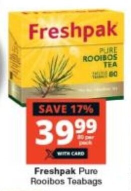Checkers Freshpak Pure Rooibos Teabags offer