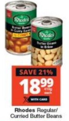 Checkers Rhodes Regular/ Curried Butter Beans offer