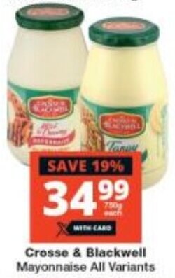 Checkers Crosse & Blackwell Mayonnaise All Variants offer