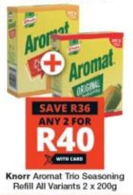Checkers Knorr Aromat Trio Seasoning Refill All Variants 2 x 200g offer