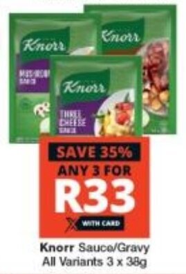 Checkers Knorr Sauce/Gravy All Variants 3 x 38g offer