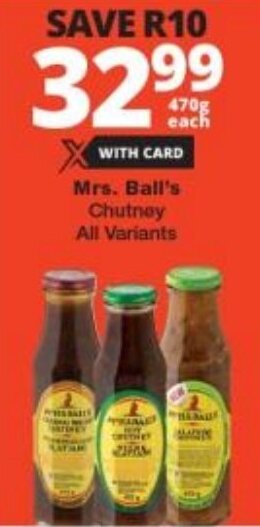 Checkers Mrs. Ball's Chutney All Variants offer