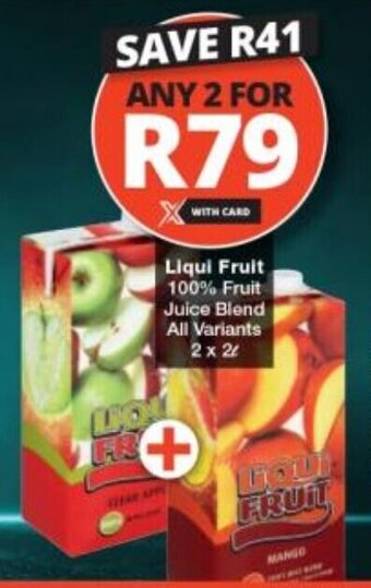 Checkers Liqui Fruit 100% Fruit Juice Blend All Variants 2x2L offer