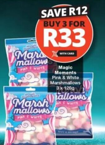 Checkers Magic Moments Pink & White Marshmallows 3 x 120g offer