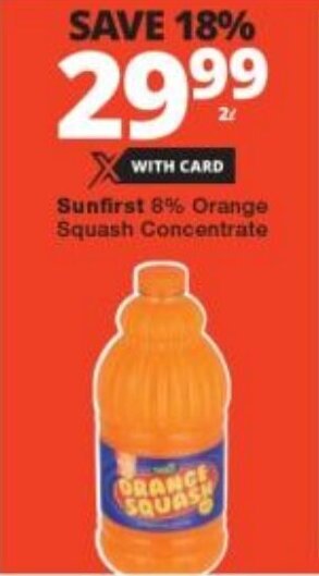 Checkers Sunfirst 8% Orange Squash Concentrate offer