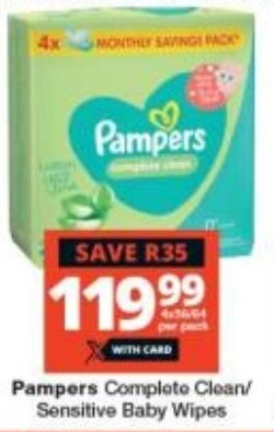 Checkers Pampers Complete Clean/ Sensitive Baby Wipes offer