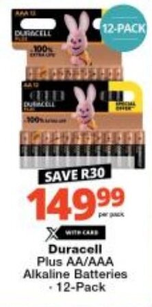 Checkers Duracell Plus AA/AAA Alkaline Batteries -12-Pack offer