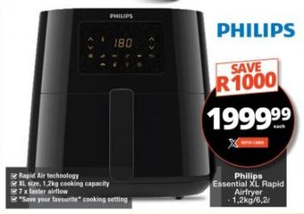 Checkers Philips Essential XL Rapid Airfryer +1,2kg/6,2L offer