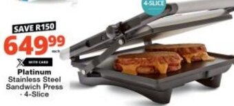 Checkers Platinum Stainless Steel Sandwich Press .4-Slice offer